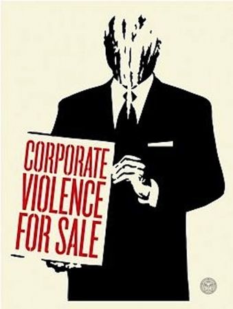 Sérigraphie Fairey - Corporate Violence for Sale