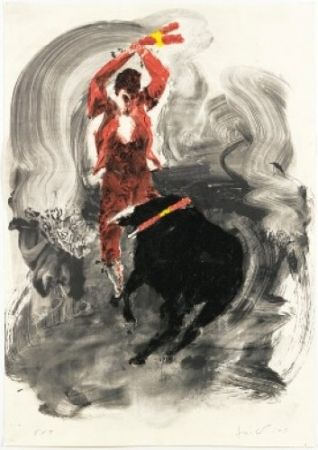 Lithographie Fischl - Corrida