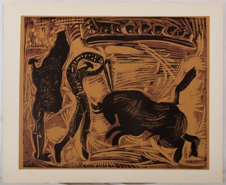 Linogravure Picasso - Corrida, les banderilles