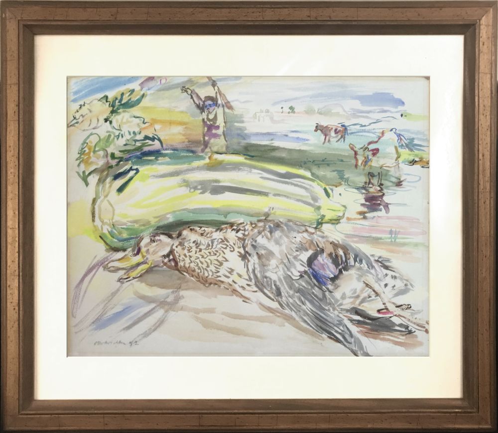 Aucune Technique Kokoschka - Country side scene with stilllife