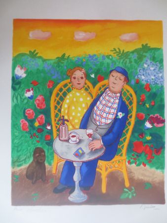 Lithographie Jirlow - Couple assis