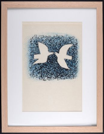 Lithographie Braque - Couple d'oiseaux, 1963 - Framed