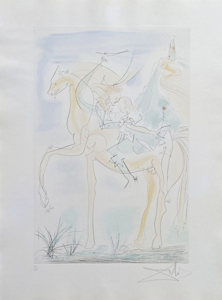 Gravure Dali - Couple à cheval