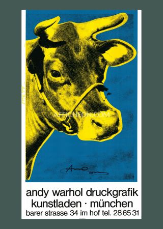 Sérigraphie Warhol - 'Cow Wallpaper (Blue/Yellow)' 1983 Silkscreen (Hand-signed)