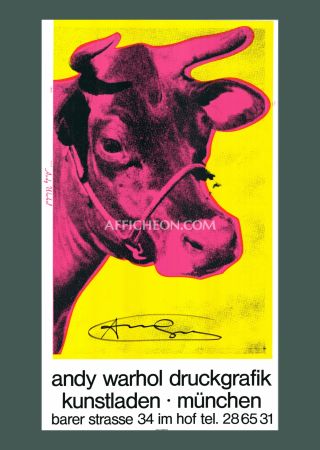 Sérigraphie Warhol - 'Cow Wallpaper (Yellow/Pink)' 1983 Silkscreen (Hand-signed)