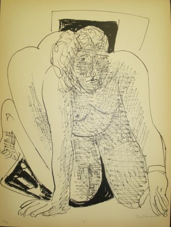 Lithographie Beckmann - Crawling Woman