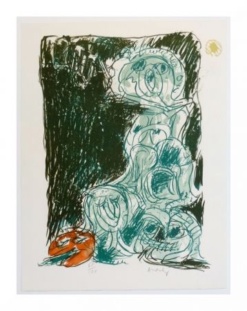 Lithographie Alechinsky - Crayon sur coquille - Le hasard et sa mère