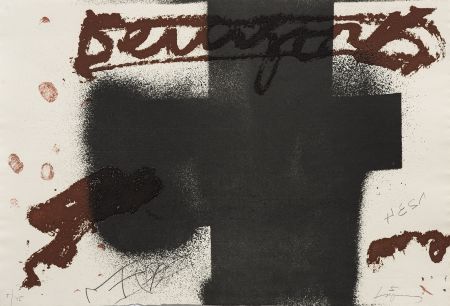 Gravure Tàpies - Croix noire