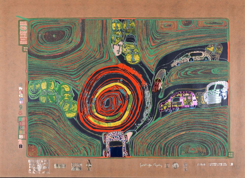 Lithographie Hundertwasser - Crusade of the crossroaders, Plate 10, 1970-72