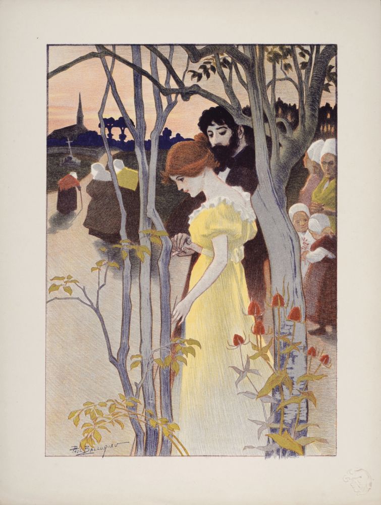 Lithographie Balluriau - Crépuscule, 1897