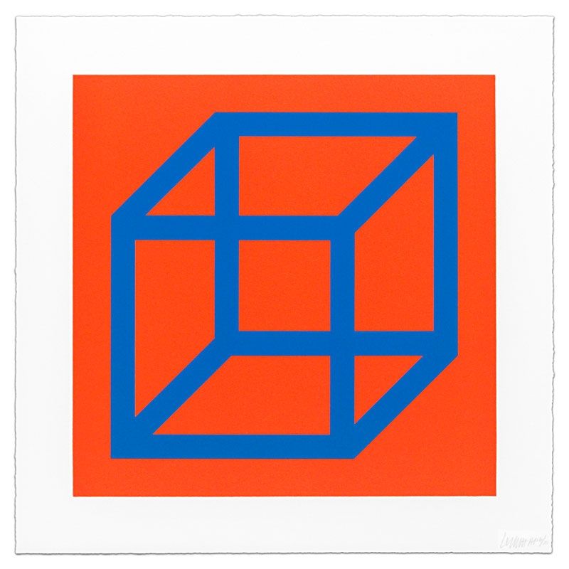 Linogravure Lewitt - Cubes in Color on Color