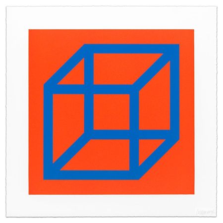 Linogravure Lewitt - Cubes in Color on Color