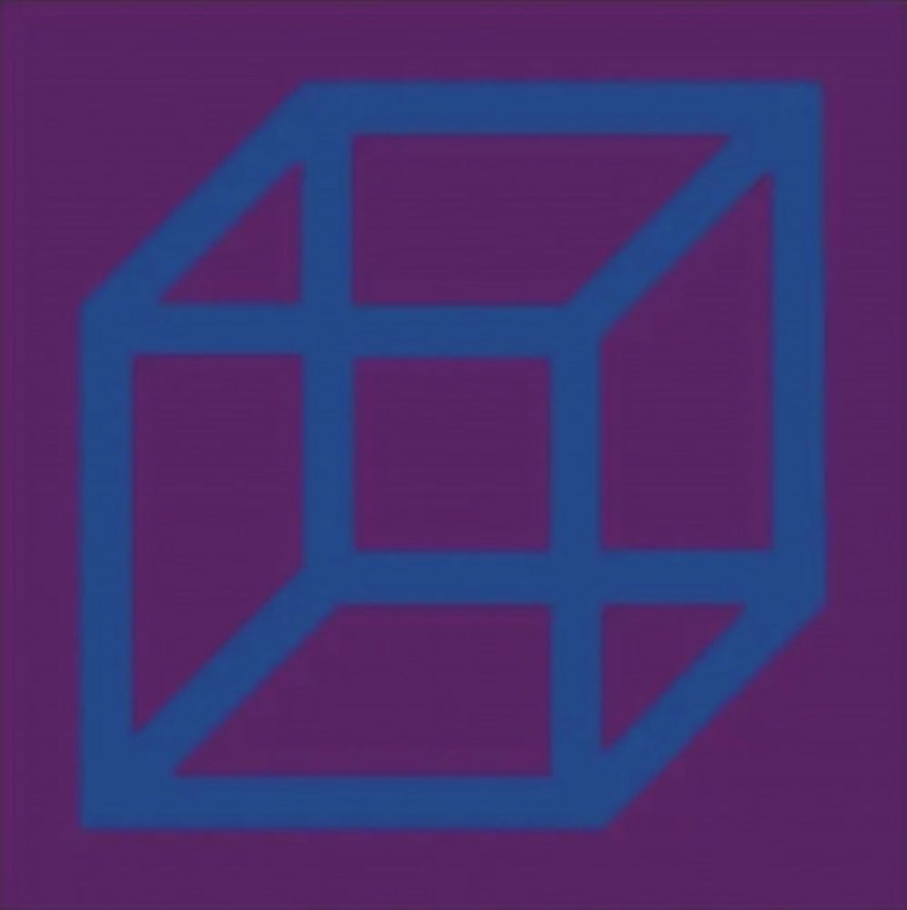 Linogravure Lewitt - Cubes in Color on Color (Purple/Blue)