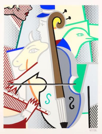 Sérigraphie Lichtenstein - Cubist Cello