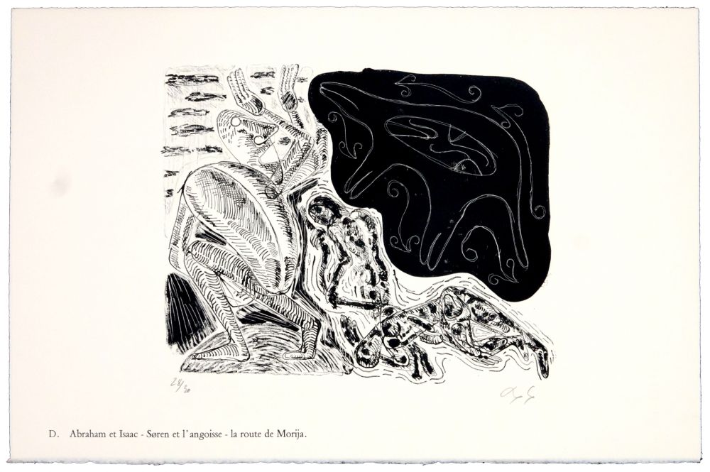 Lithographie Nørgaard - D. Abraham et Isaac - Søren et l'angoise - la route de Morija