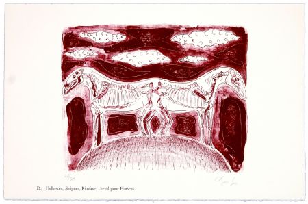 Lithographie Nørgaard - D. Helhesten, Sleipner, Rimfaxe, cheval pour Horsens