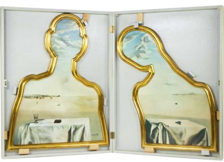 Lithographie Dali - Dali and Gala with their heads in the clouds,
