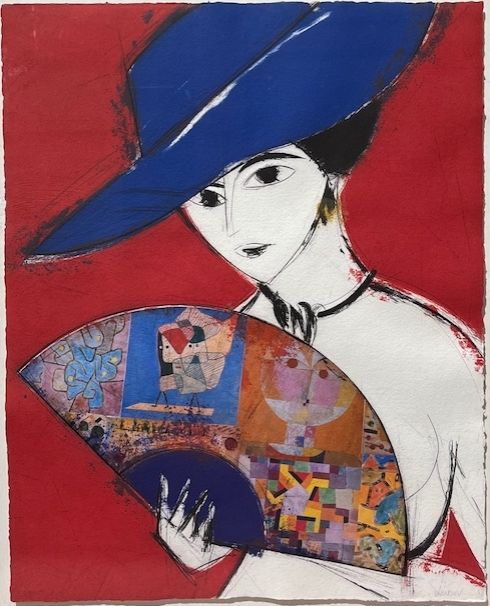Eau-Forte Valdés - Dama con sombrero 