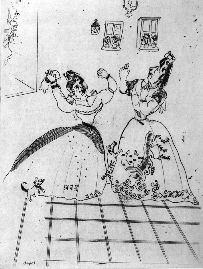 Eau-Forte Chagall - Dames charmantes et charmantes à tous égards