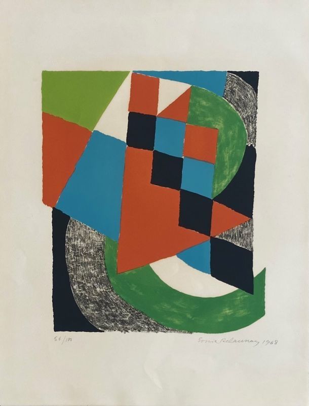 Lithographie Delaunay - Damiers verts 