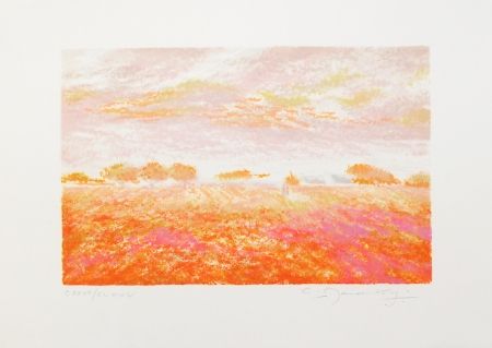 Lithographie Manoukian - Dans les champs / In the Fields