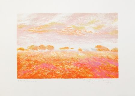 Lithographie Manoukian - Dans les champs / In the Fields
