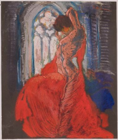 Aucune Technique Masui - Danseuse au voile rouge et vitrail