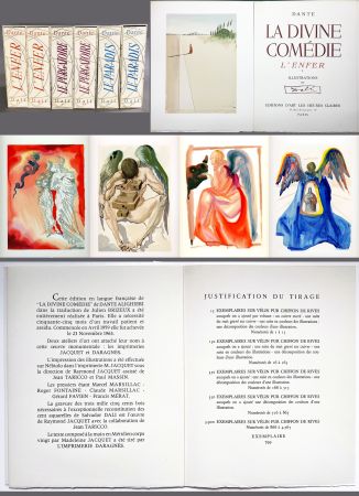 Livre Illustré Dali - Dante : LA DIVINE COMÉDIE. 6 volumes. 100 planches couleurs et suites de décompositions (1959-1963).