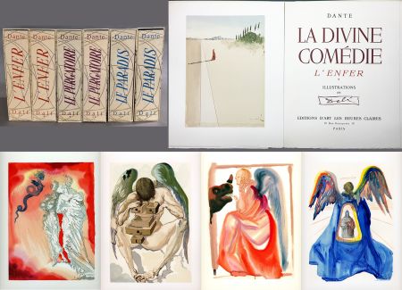 Livre Illustré Dali - Dante : LA DIVINE COMÉDIE. 6 volumes. 100 planches couleurs et suites de décompositions de couleurs.(1959)