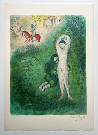 Lithographie Chagall - DAPHNIS ET GNATHON. Lithographie originale signée (Daphnis & Chloé, 1961)