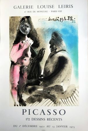 Affiche Picasso - (d'après). Affiche : Galerie Louise Leiris « PICASSO DESSINS RÉCENTS » 1972-73