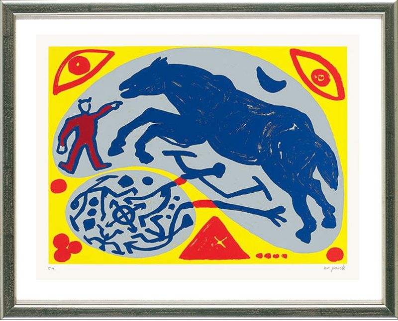 Sérigraphie Penck - Das Blaue Pferd und der Mongole