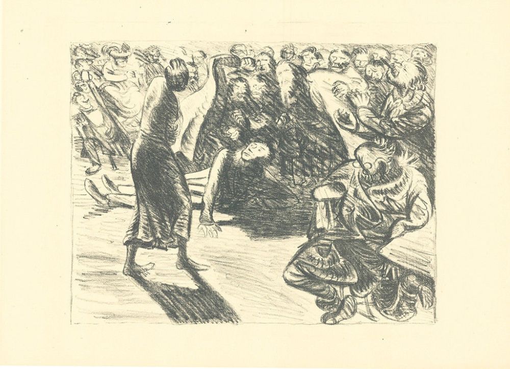 Lithographie Barlach - Das Paar in der Menge 2 (Heiliger, Strohbraut und Lumpensack)