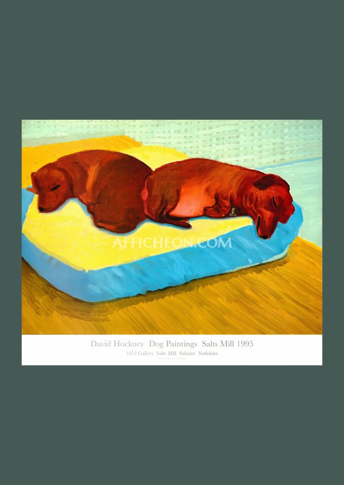 Lithographie Hockney - David Hockney: 'Dog Painting 38' 1995 Offset-lithograph