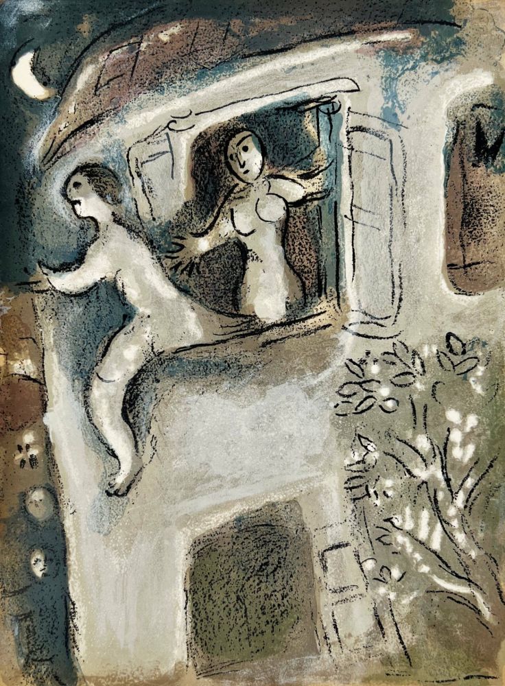 Lithographie Chagall - David saved by Michal