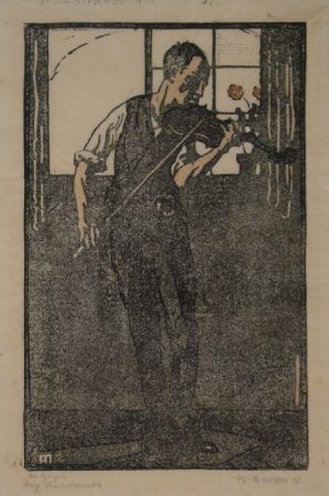 Linogravure Marxer - Der Geiger