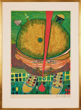 Lithographie Hundertwasser - Der Knabe mit den grünen Haaren