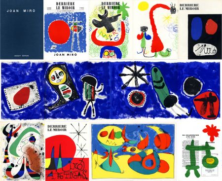 Livre Illustré Miró - DERRIÈRE LE MIROIR n° 14-15 (Nov-Décembre 1948) + n° 29-30 (Mai 1950) + n° 57-58-59 (Juin 1953) + n° 87-88-89 MIRO ARTIGAS (Juin-Juillet-Août 1956). 25 LITHOGRAPHIES ORIGINALES. ALBUM MAEGHT ORIGINAL.