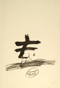 Lithographie Tàpies - Dessin Biffè