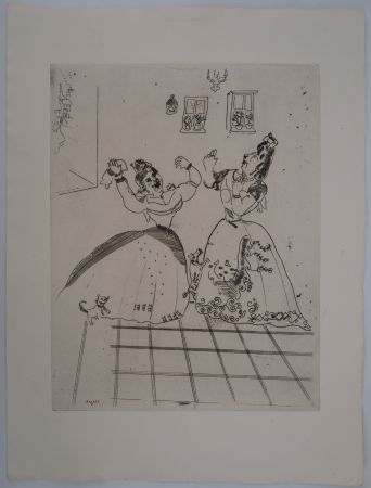 Gravure Chagall - Deux danseuses slaves (Dames charmantes et charmantes à tous égards)