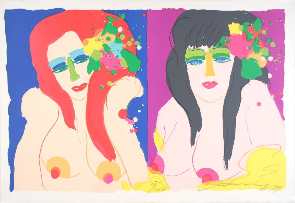 Lithographie Ting - Deux femmes nues