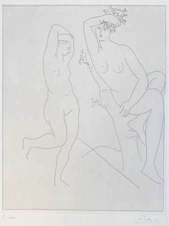Gravure Picasso - Deux Femmes nues dans un Arbre