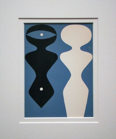 Gravure Sur Bois Arp - Deux Figures