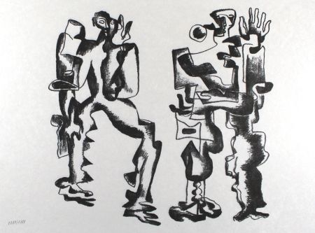 Lithographie Zadkine - Deux figures