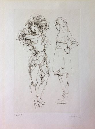 Eau-Forte Fini - Deux personnages. Eau-forte. Signé.