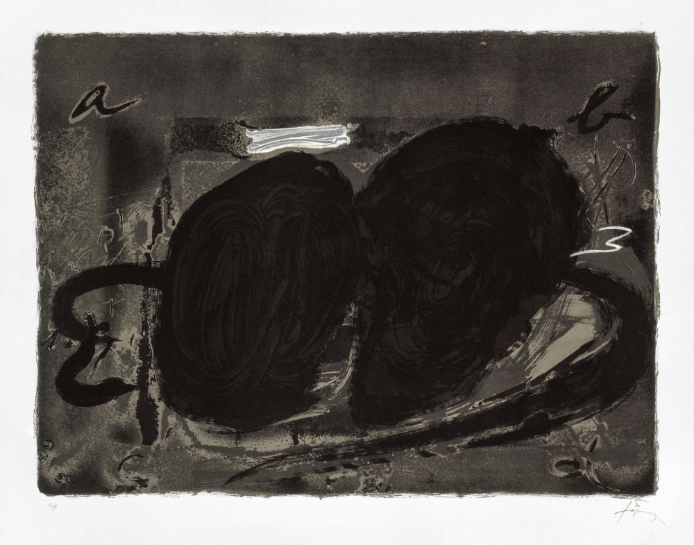 Lithographie Tàpies - Deux trous 