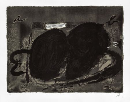 Lithographie Tàpies - Deux trous 