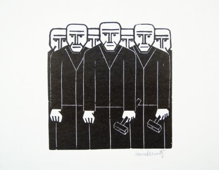 Linogravure Schmitz - Die Masse (The Mass)