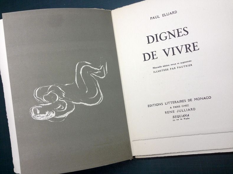 Livre Illustré Fautrier - DIGNES DE VIVRE. Lithographies de Fautrier. 1944
