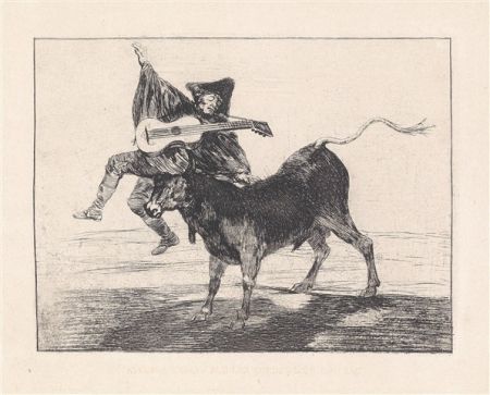 Eau-Forte Et Aquatinte Goya - Dios se lo pague a usted (Aveugle enlevé sur les cornes d'un taureau)